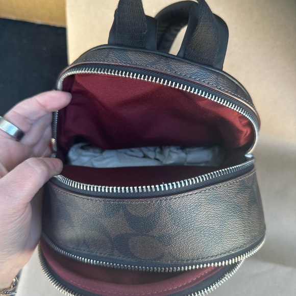 NWT Coach Backpack With Signature Canvas And Leopard Print - Picture 8 of 10